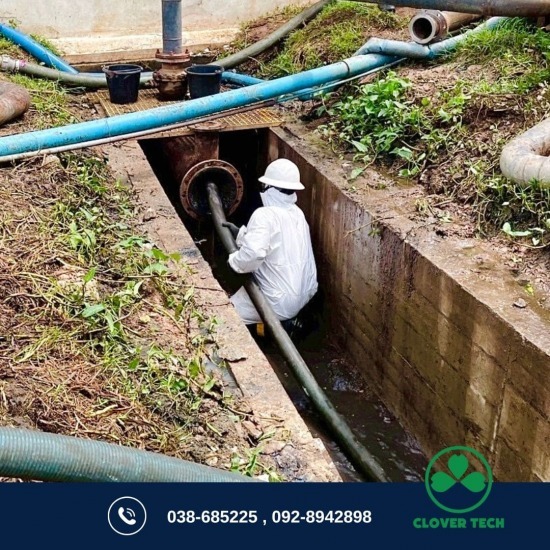 รับล้างถังเคมี ถังบำบัดน้ำเสีย ระยอง - โคลเวอร์เทค - Gutter pipeline Cleaning